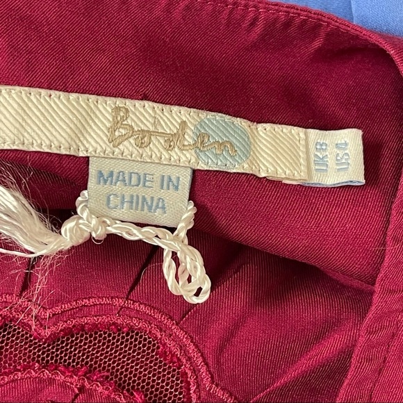 Boden Magenta Mesh Cutout Silk Blend Top 4 - Picture 5 of 6